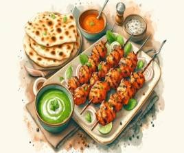 Chicken Tikka Kebab on Fresh Naan